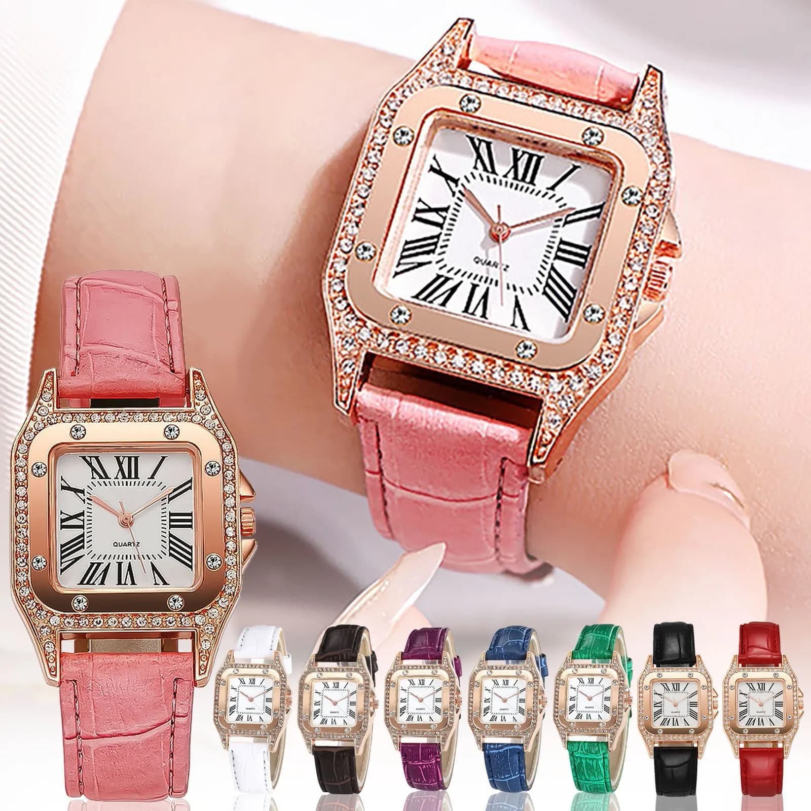Orologio da donna elegante con cinturino in pelle di marca superiore Orologio da polso al quarzo da donna casual Bracciale femminile con set di orologi Reloj Mujer