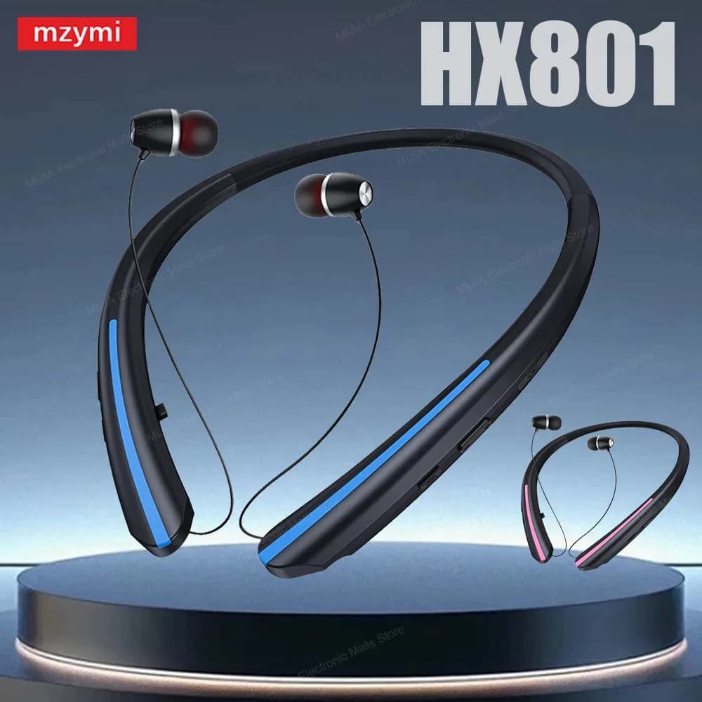 MZYMI HX801 Headset with Neck Headset Bluetooth Wireless Headphones with Noise Reduction Waterproof Headphones Adjustable In Ear For Android IOS