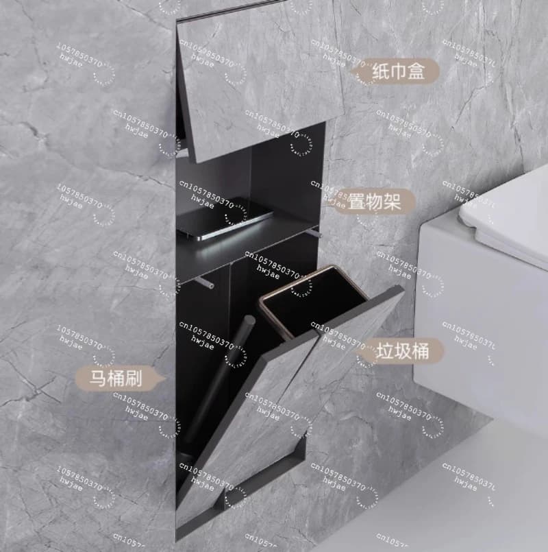 Toilette nascosta in acciaio inossidabile 304 con scatola per fazzoletti multifunzione incorporata, spazzola per WC, pattumiera