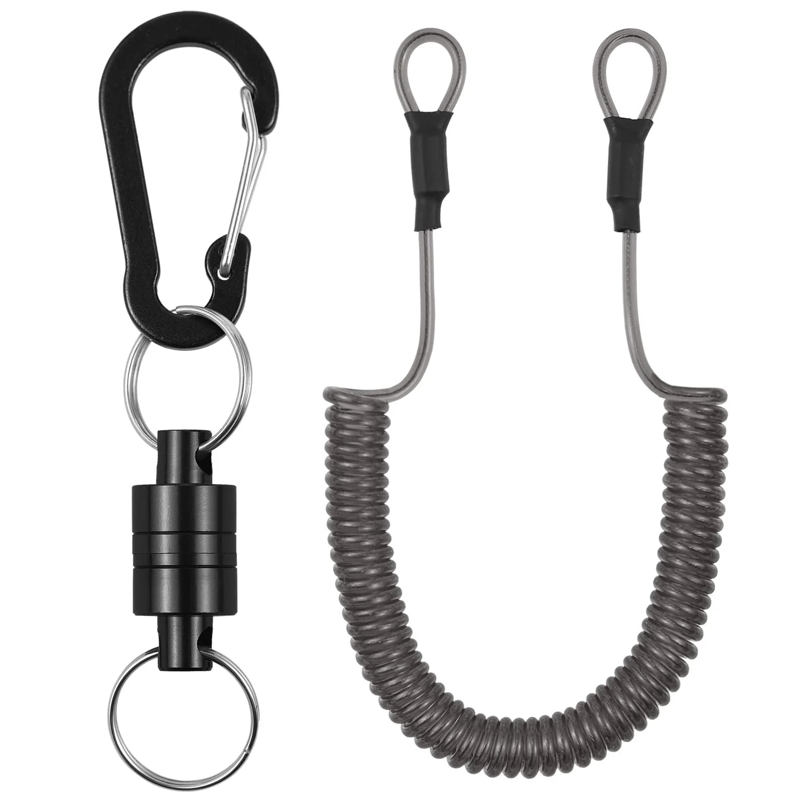 Cordino per attrezzi corde elastiche con clip per moschettone forte rilascio di rete magnetica per la pesca a mosca con cavo per moschettone a sgancio rapido
