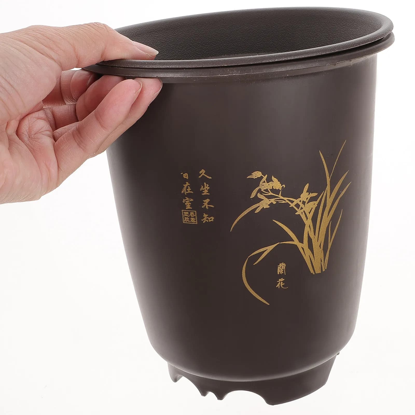 2Sets Orchid Planting Pots Plastic Sturdy Breathable Nursery Pots with Tray for Succulents African Violets Garden