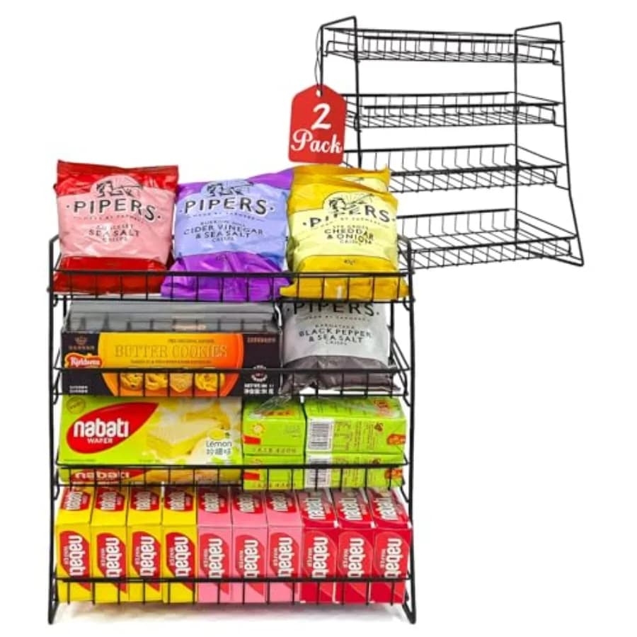 Candy exhibitor Pack of 2 candy/snack organizers for metal snack stand for table snacks and retail racks