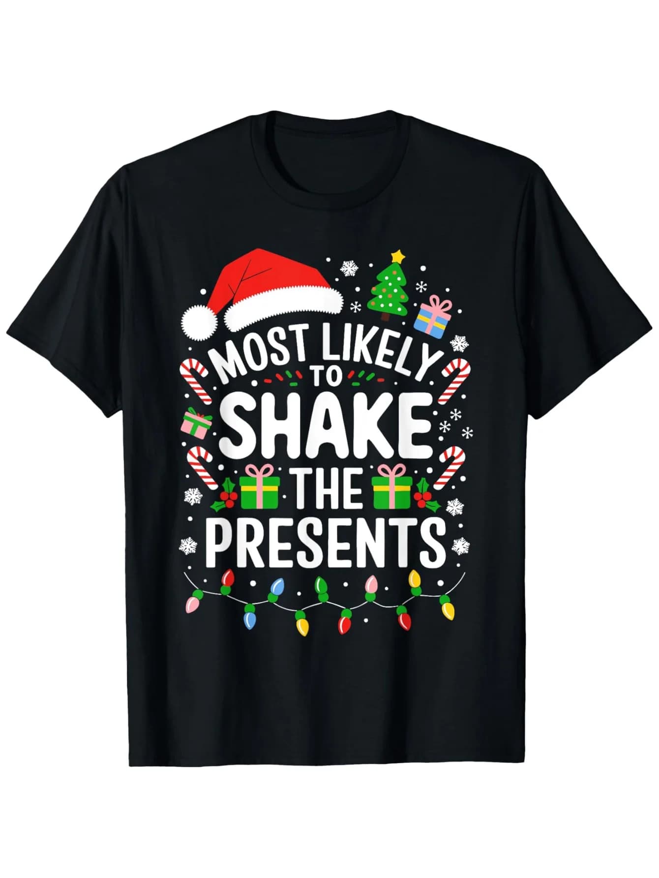 Shake The Gifts Tee, 100% cotone, maglietta unisex natalizia per famiglia S-XXXL