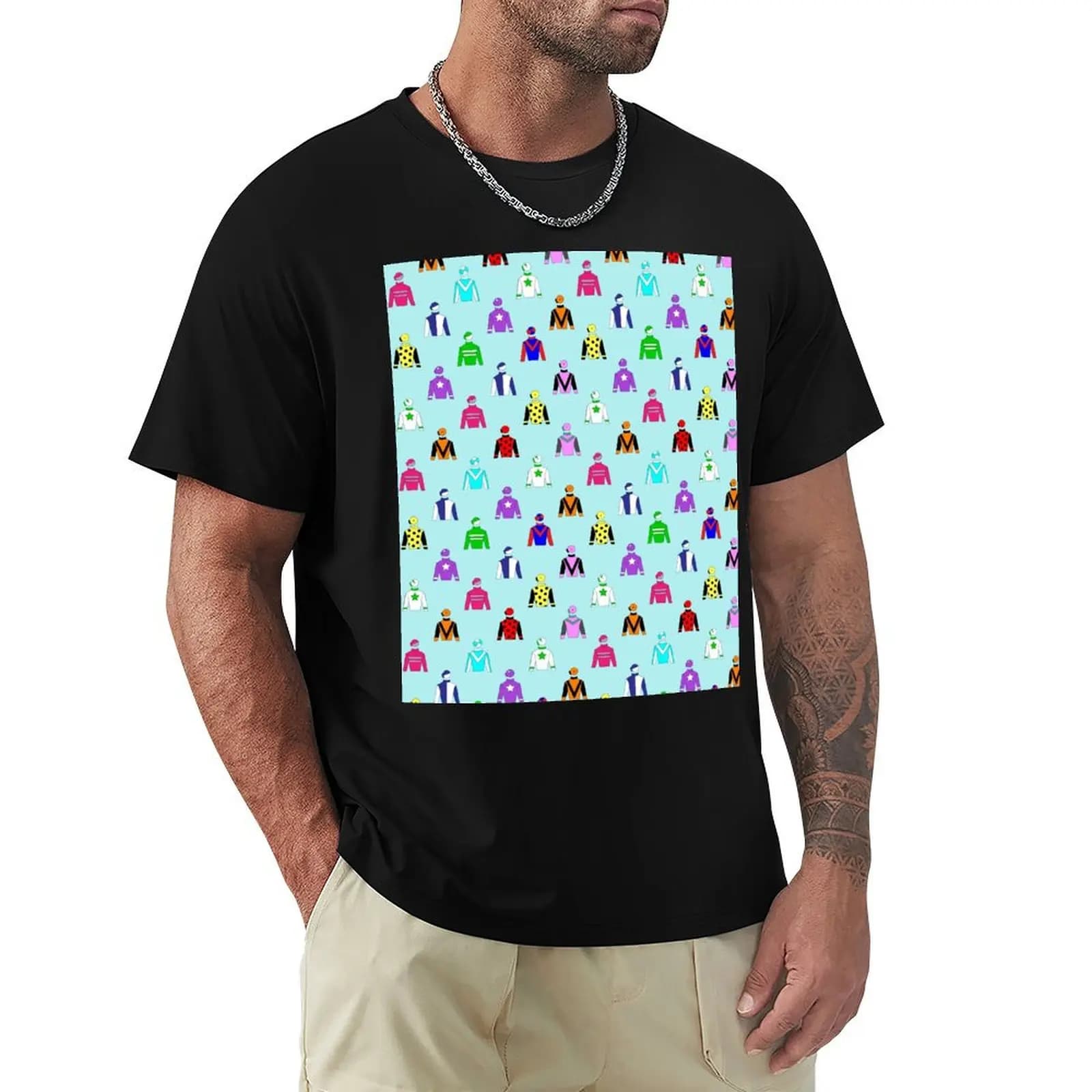 T-Shirt da Corsa Ippica con Stampa Jockey, Maglia a Maniche Corte ad Asciugatura Rapida per Fitness