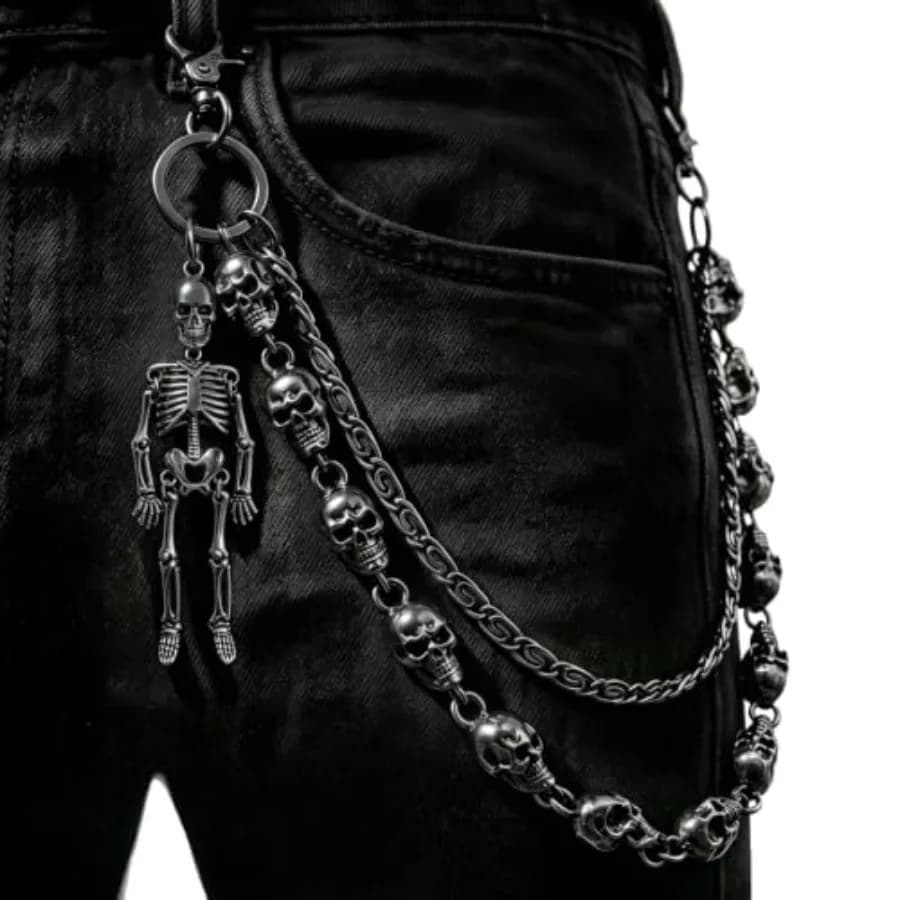 Skull Wallet Chain for Men, Gothic Punk Biker Pant and Jean Chain Unique Skull Design, Premium Materials, and Versatile Use for