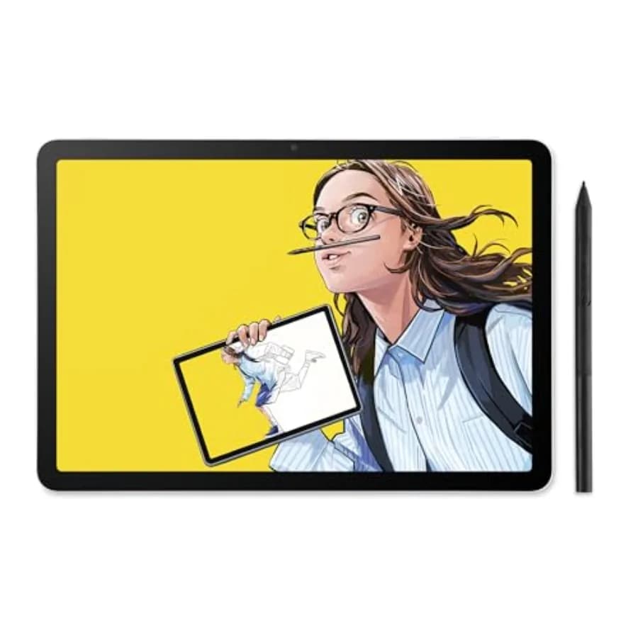 Tavoletta grafica portatile per artisti e designer, corpo in lega di alluminio, finitura nera opaca, schermo in vetro antiriflesso da 11 pollici.