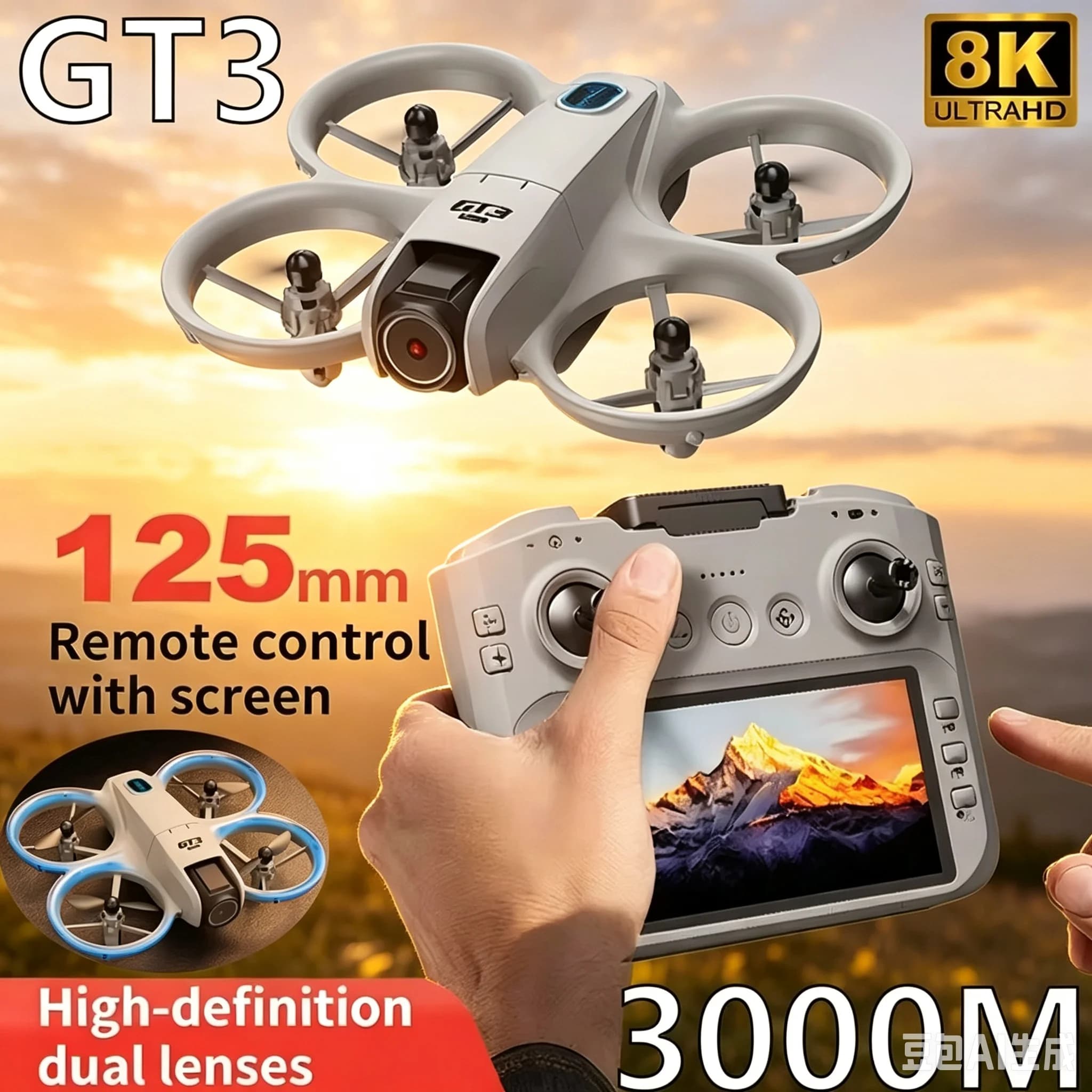NEW GT3 MAX GPS Drone 8K HD Dual Cameras 180° FPV 5G WIFI Brushless Motors Intelligence Obstacle Avoidance Foldable Quadcopters