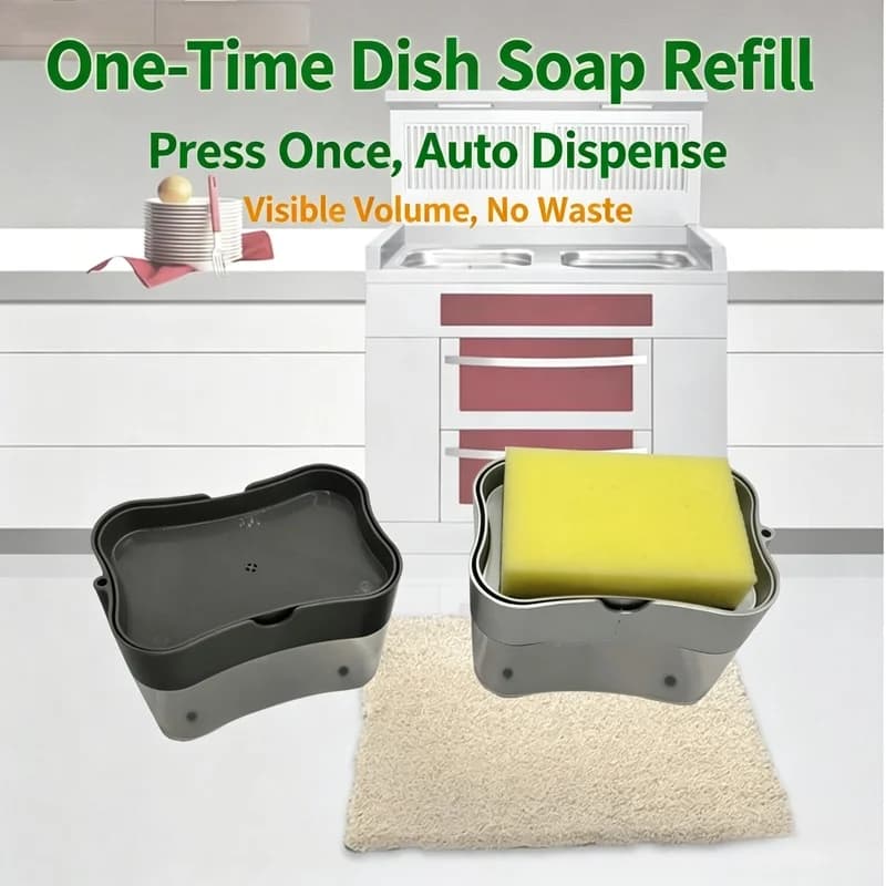 Kitchen Detergent Press Portable Soap Dispenser Dishwashing Pot Soap Dispenser Cleaning Tool With Clean Cloth
