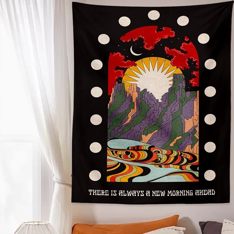 Mandala Tarocchi Modello di Carta Coperta Arazzo Appeso A Parete Arazzi Camera Da Letto Copriletto Copriletto Sole Luna Decorazione Della Parete 95x73 CM