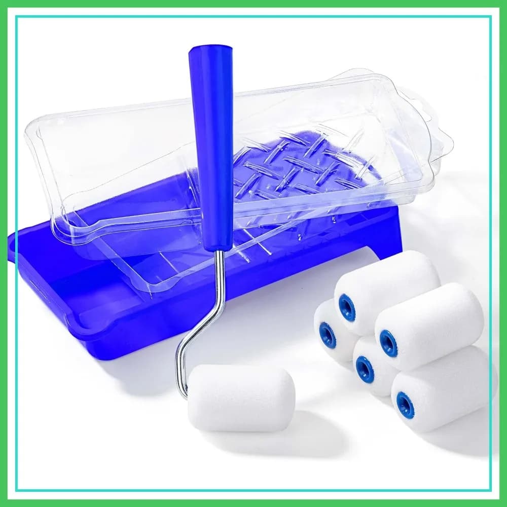 Kit Rullo per Pittura in Schiuma da 2 Pollici, 10 Pezzi - Set Mini Rulli con Vassoio e Rivestimenti