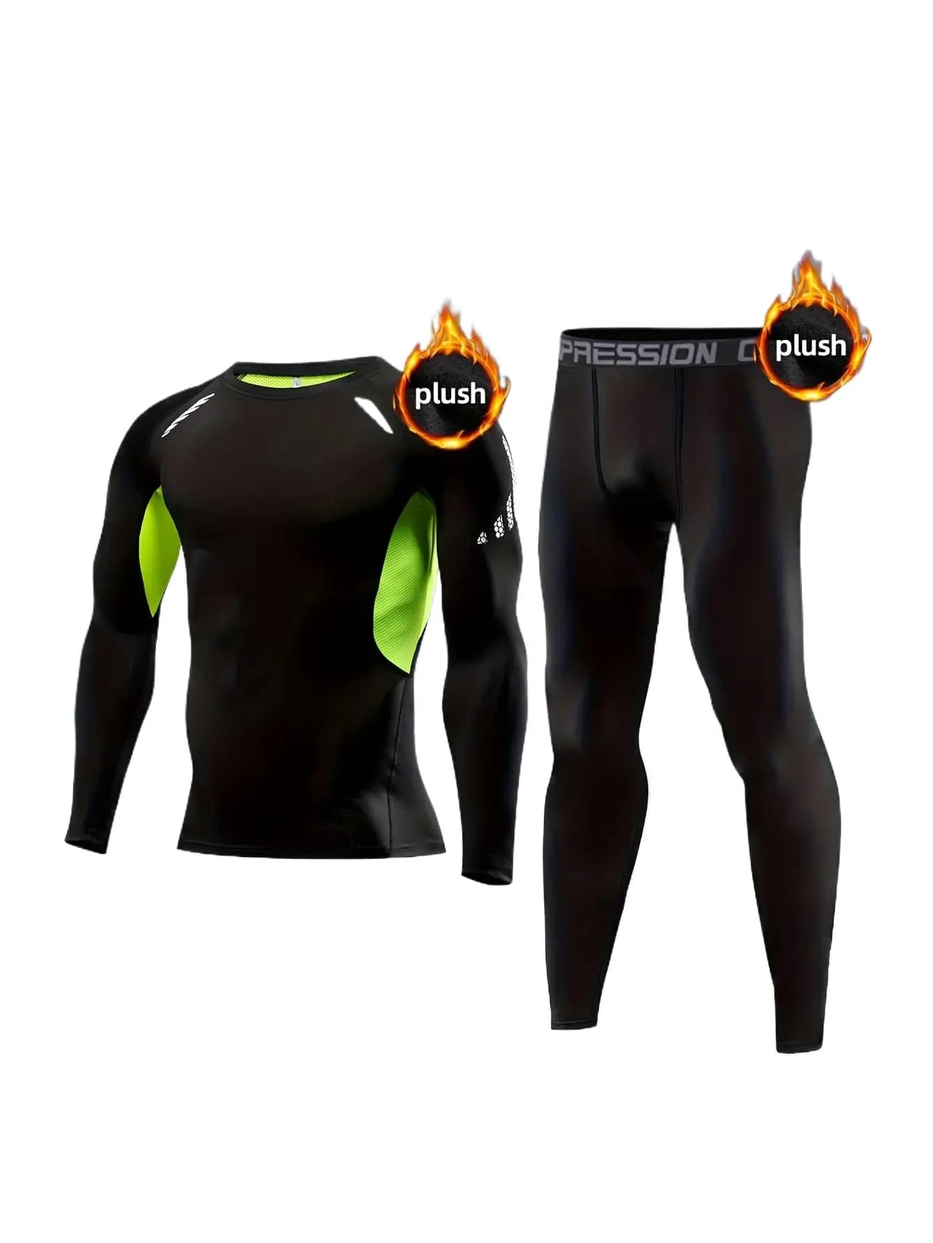 Men's 2-Piece Thermal Sportswear Set for Skiing, Running, Quick-Dry Tight Fit