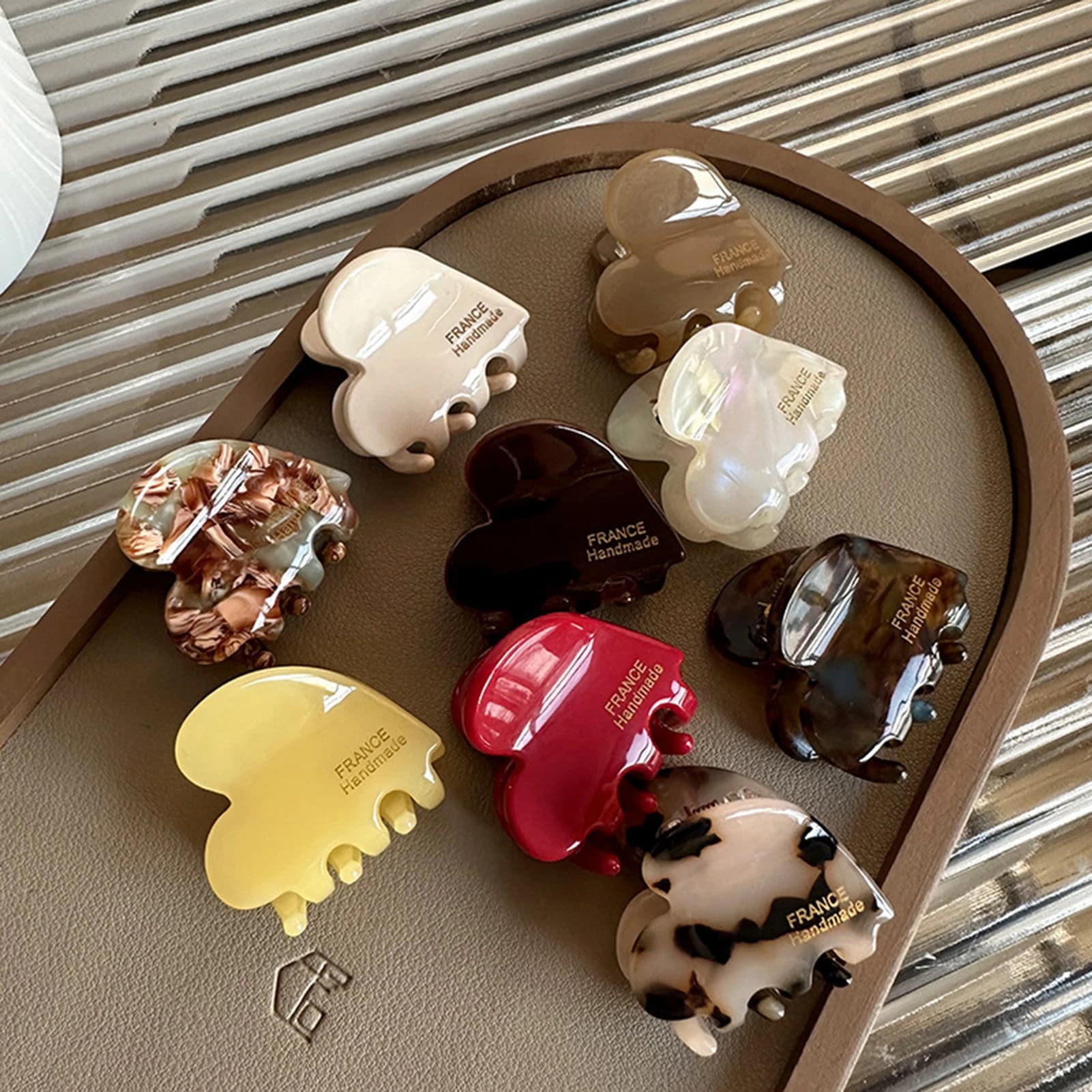 Mini fermagli per capelli da 3,5 cm Granchi per capelli in acetato per le donneCute amore Fermagli per capelli a forma di cuore Accessori per capelli francesi per ragazze Forcine