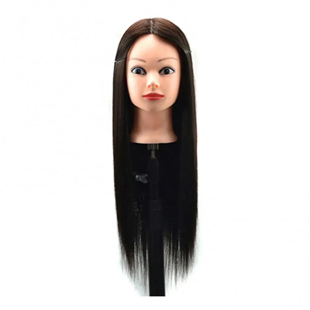 Testa di manichino Testa di bambola per capelli veri per acconciatura Kit testa di formazione professionale Styling per esercitarsi Piastra per arricciatura a caldo