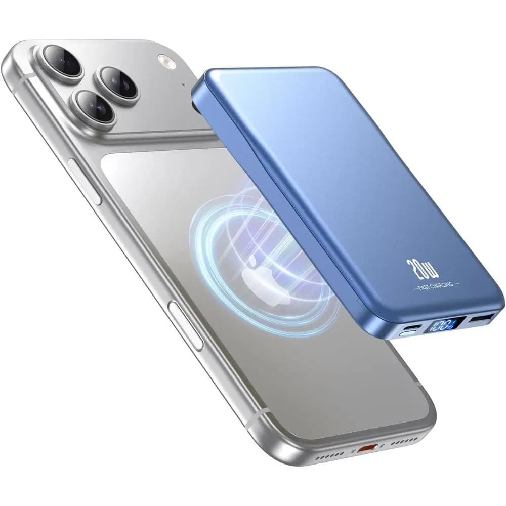 Power Bank Wireless Portatile da 10000mAh con Ricarica Rapida 20W, Compatibile con iPhone 17/16/15/14/13 Pro/Max/Air/Plus - Blu