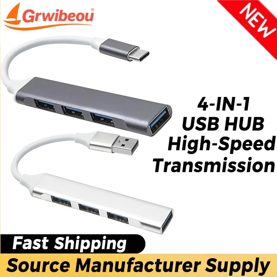Hub USB 4 in 1, Hub USB-C con 4 Porte USB 3.0/2.0, Adattatore PD SD TF per Macbook Air M1, iPad Pro, RJ45, Accessori per Computer e Notebook