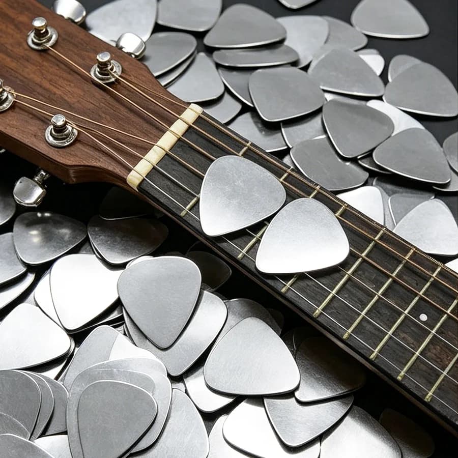 12pcs Stainless Steel Guitar Picks, Polished Metal Plectrum, Durable Musical String Instrument Classic Bass Accessory XJM
