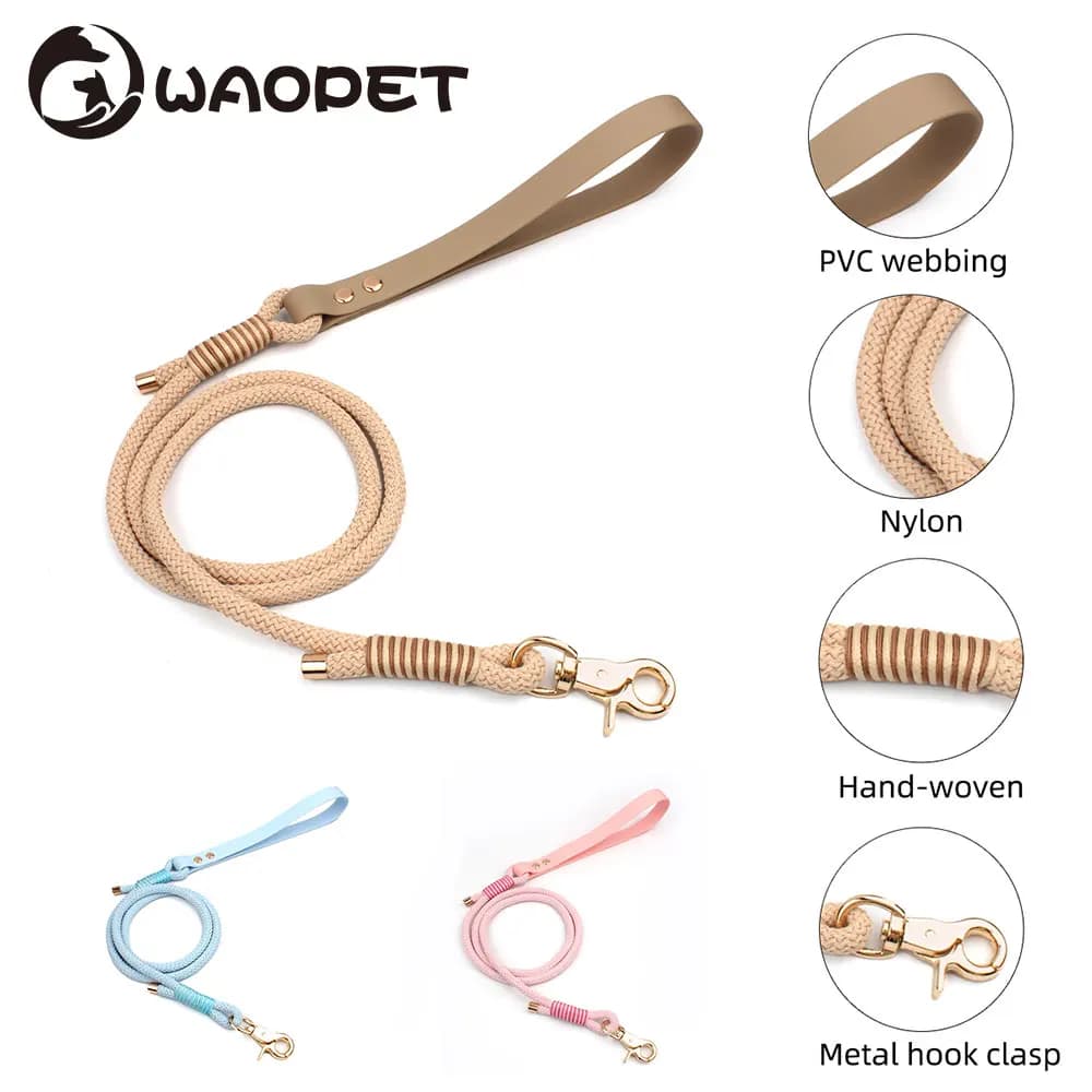 Cute Pet Leash Small And Medium Cats Dogs Durable Solid Nylon Rope Braided Dog Leashes Paired with Collars Harnesses Dog Walking