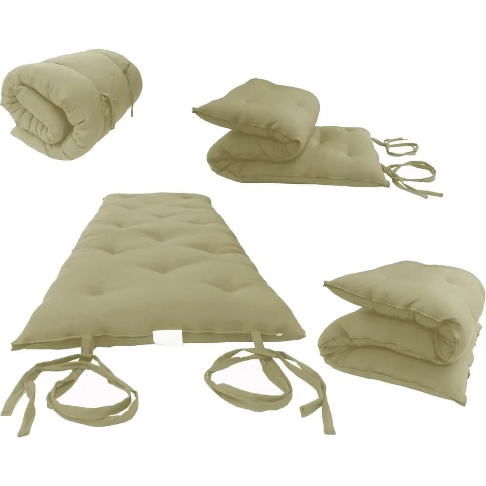 Japanese Style Rolled Cotton Tatami Mat, 3x27x80, Meditation and Yoga, Tan