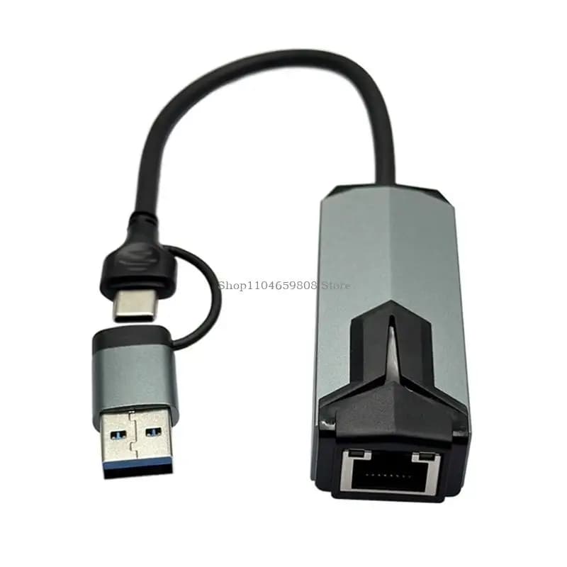 Convertitore Ethernet USB tipo C portatile Adattatore LAN 5000Mbps per laptop Tablet Durabilità Custodia in metallo Plugs And