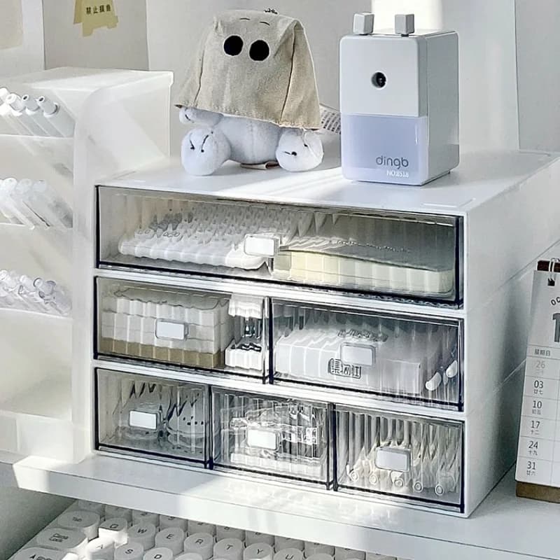 Ins Desktop Multi-grid Stackable Storage Box Organizer Dormitory Desk Drawer Student Stationery Supplies Office Desk Organizer