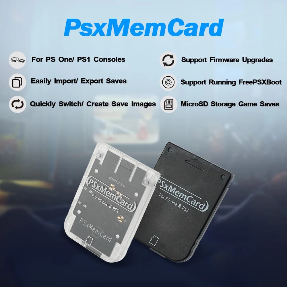 PSxmemcard Salva archiviazione dati di gioco per console Sony PlayStation 1 e PS One - Compatibile con tutti i modelli PS1