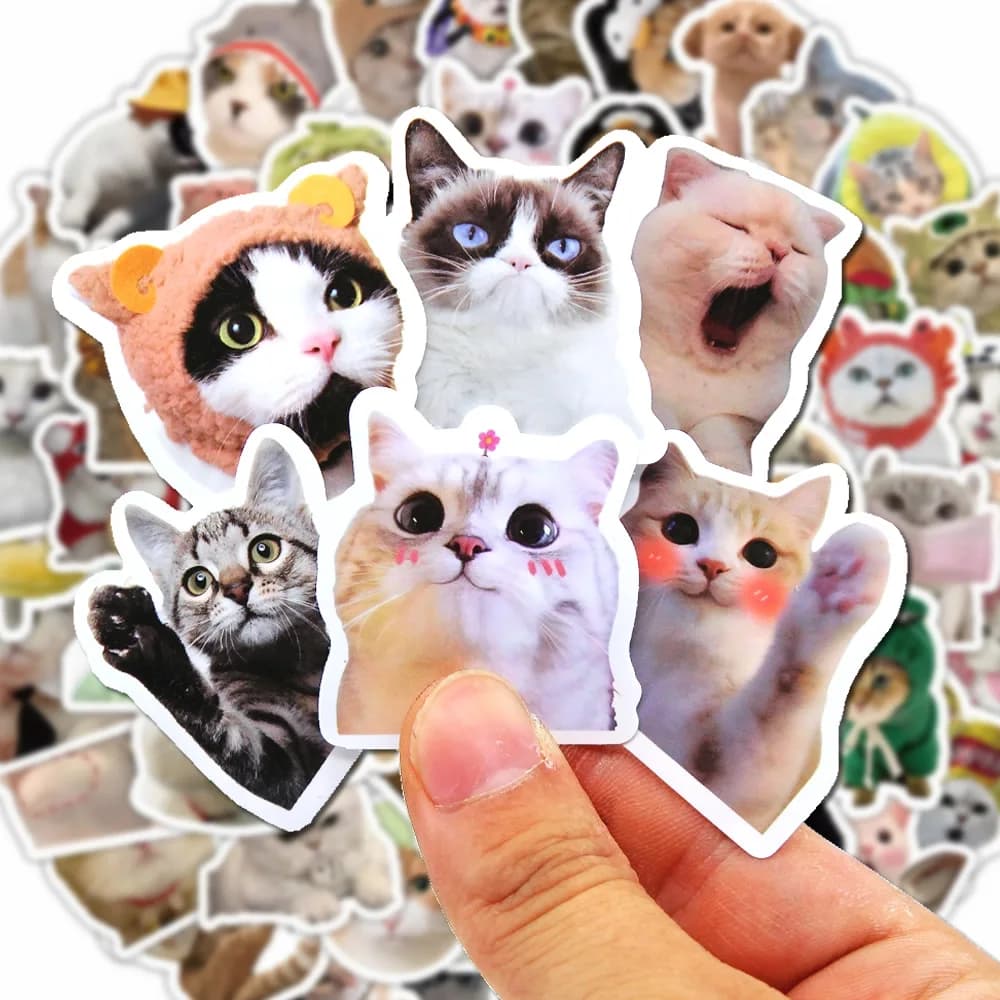100/500/1000pcs Funny Cat Stickers Cartoon Cute Decals Toy Stationery Guitar Phone Bicycle Laptop Luggage Graffiti Kids Sticker