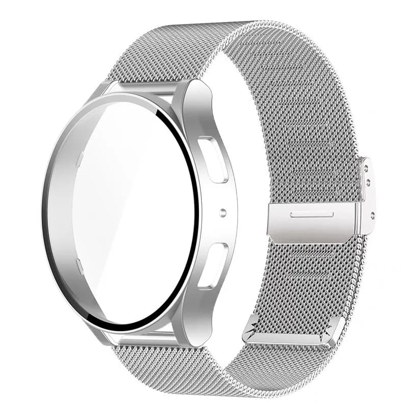Adatto per Samsung Galaxy Watch7 40mm, custodia protettiva in vetro temperato, cinturino in metallo, cinturino con strass, custodia in PC