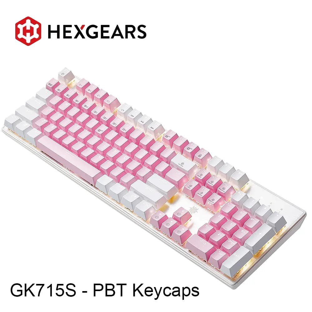 Tastiera meccanica HEXGEARS GK715S 104 tasti con keycap in PBT, switch Kailh Red, hot-swap, retroilluminazione bianca, per gaming e digitazione professionale