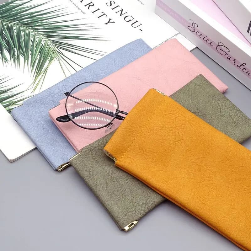 Glass Bag Sunglasses Storage Set for Men and Women Glass Bag with Automatic Clasp for Mouth with Elastic Plate 2030