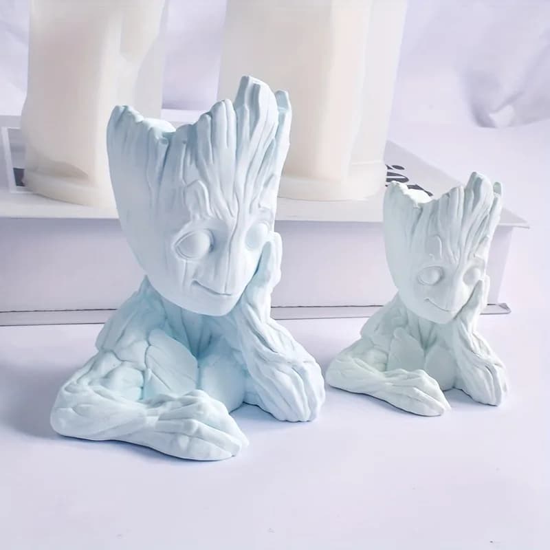 Stampo in silicone per produzione di candele Tree Man in resina epossidica 3D grande da 1 pezzo - Ideale per aromaterapia, sapone, cera e argilla