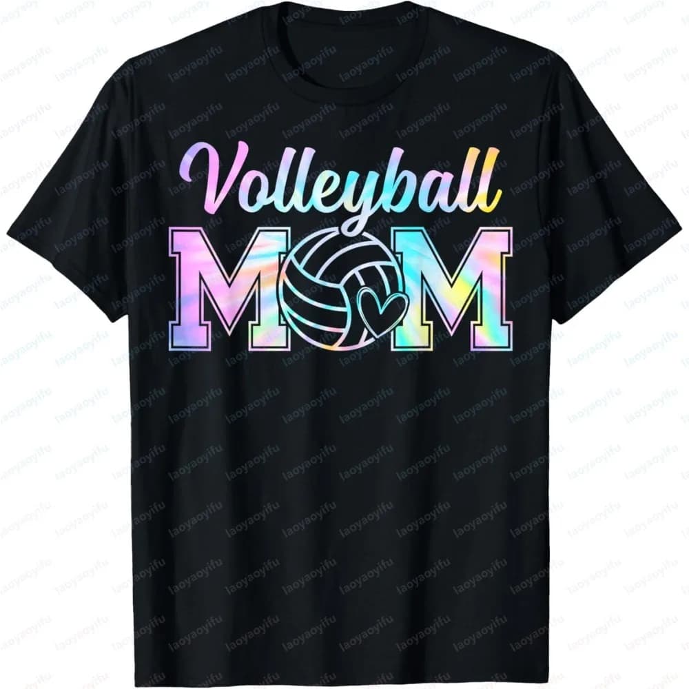 T-shirt estiva alla moda a maniche corte per la mamma di un giocatore di pallavolo, per la festa della mamma, con grafica a tema pallavolo, casual da donna