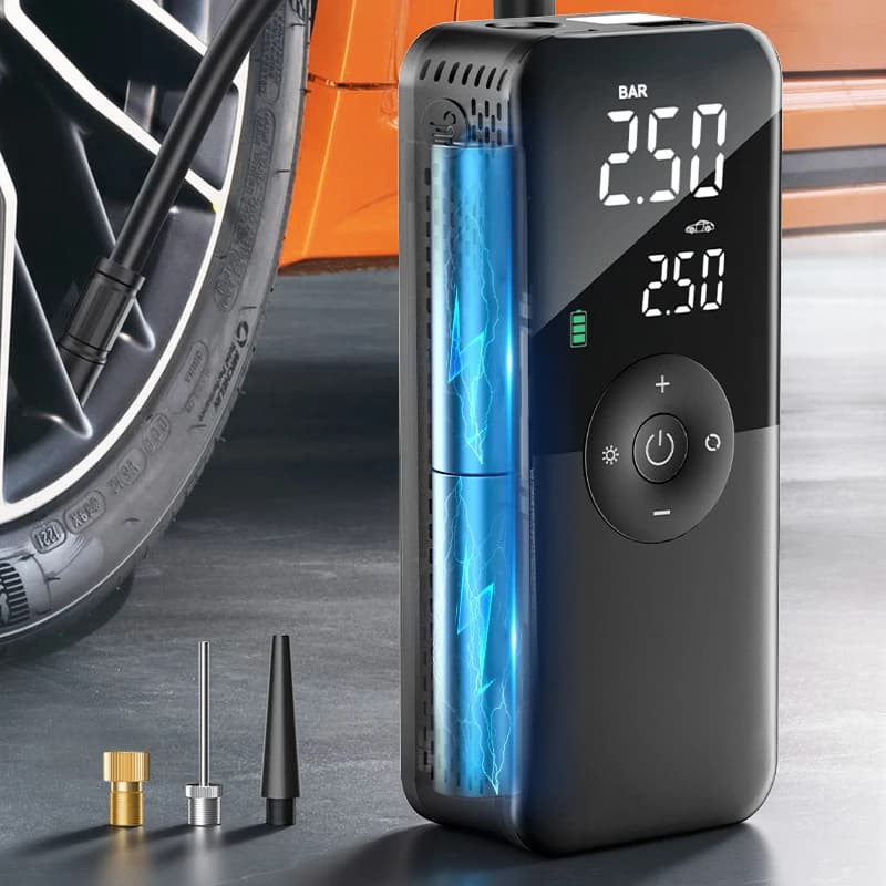 Nuovo Compressore d'Aria Ricaricabile Portatile, Gonfiatore Digitale Senza Fili per Pneumatici Auto, Moto, Biciclette e Palloni