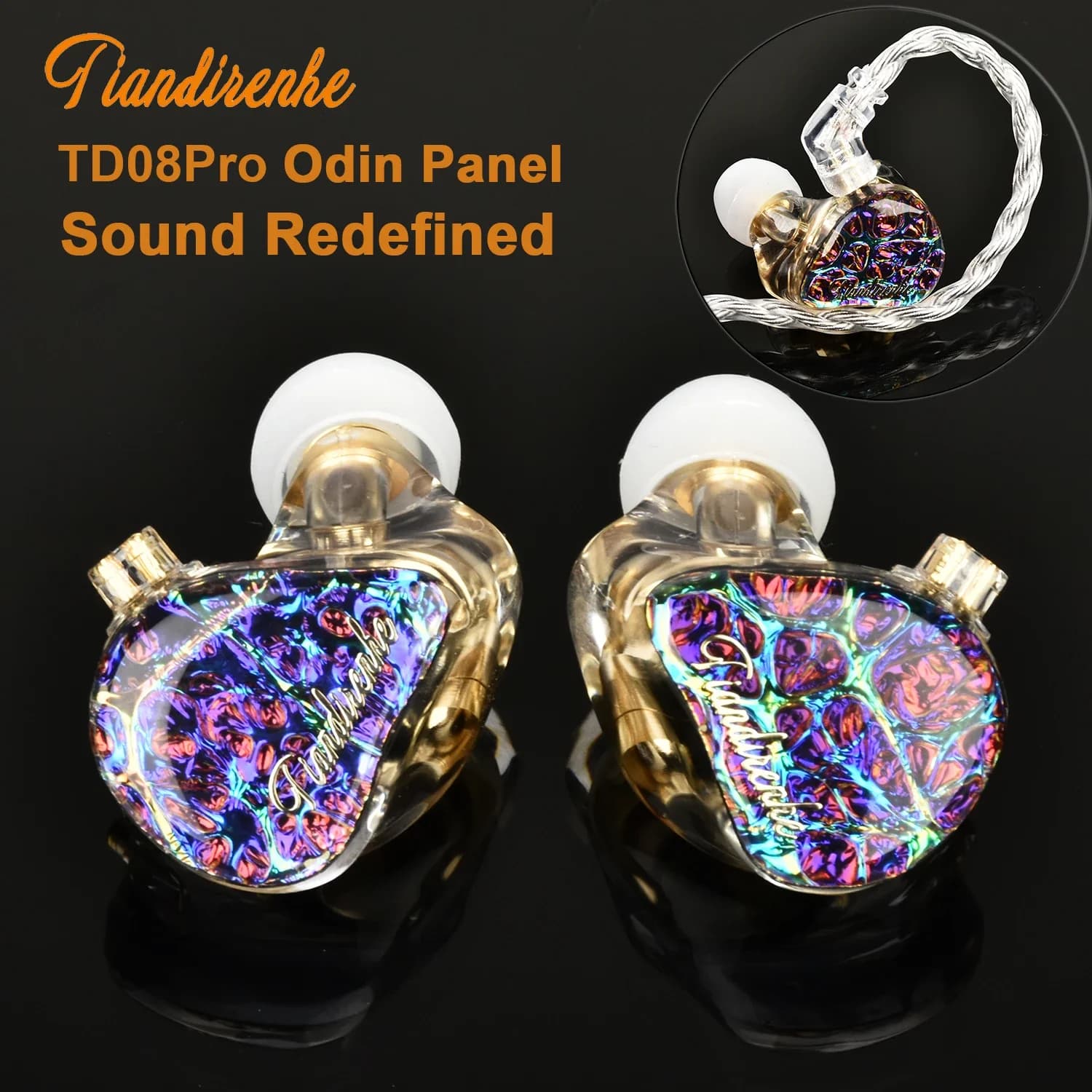 Tiandirenhe TD08pro Odin Low Panel HIFI Auricular Tuning Door Dynamic Drivers IEM Auricular DJ Auriculars stage qdc Grafen Cable