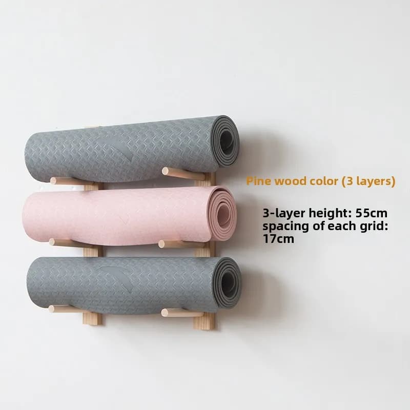 Foam Roller Bearing Mass wood yoga mat Organizer for gym equipment Fitness studio display with massage roller