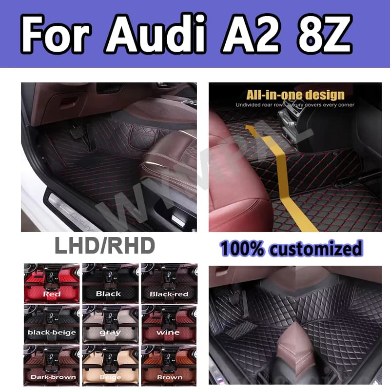 Luxury Car Mat for Audi A2 8Z 2000 ~ 2005 5 Seats Water Poof Car Mats Floor Mat Leather Mat Interior Car Accessories Set
