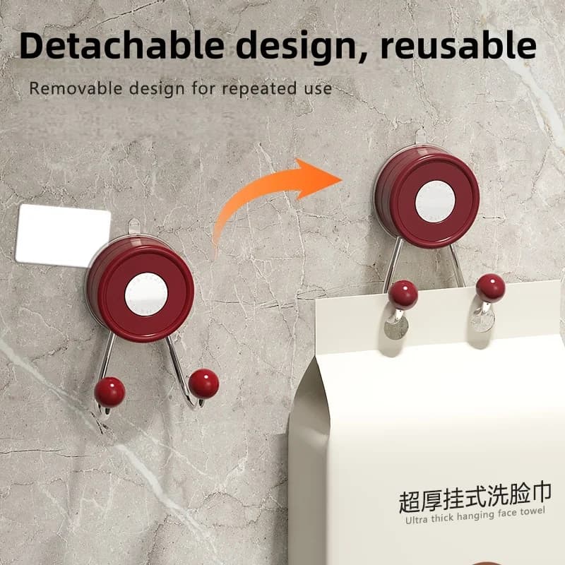 Punch Free Reusable Suction Cup Double Head Hook Adjustable Wall Holder For Bedroom Kitchen Bathroom Bag Coat Towel Organizer