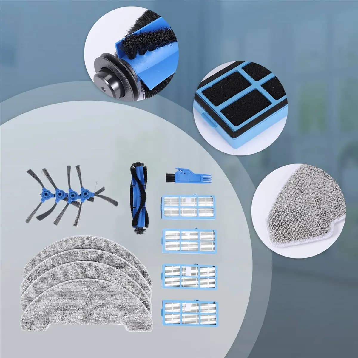 AD24 Ricambi per Robot Aspirapolvere Ultenic Serie D5 D5S / D5S Pro / D5S Pro+ - Spazzola Principale, Spazzola Laterale, Filtro HEPA