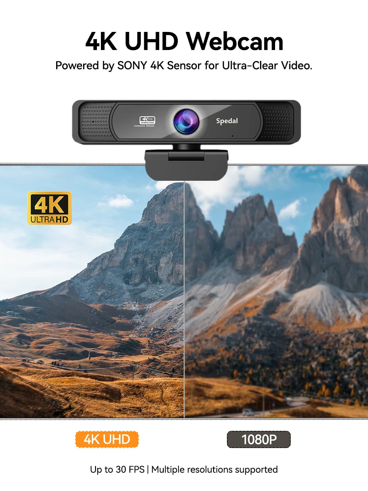 Spedal 931 HD 4K 30Fps 120 wide-angle webcam with microphone remote control Streaming PC conferring Windows Mac Linux