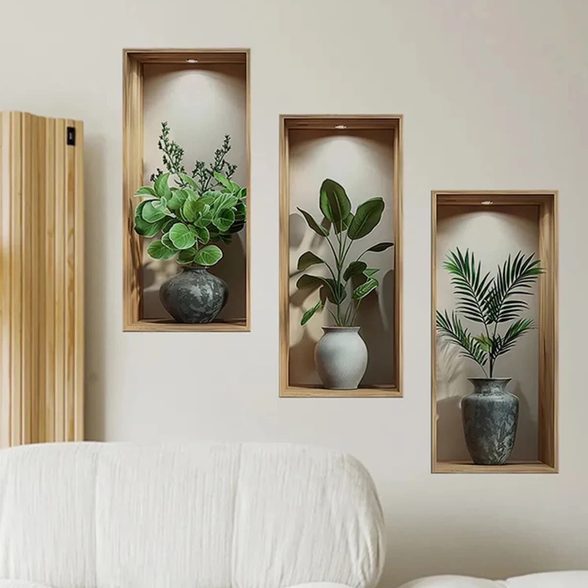 Set di adesivi murali a tema giungla tropicale con piante in vaso 3D Foglie di palma verdi e edera del diavolo per decorazioni per la casa o l'ufficio