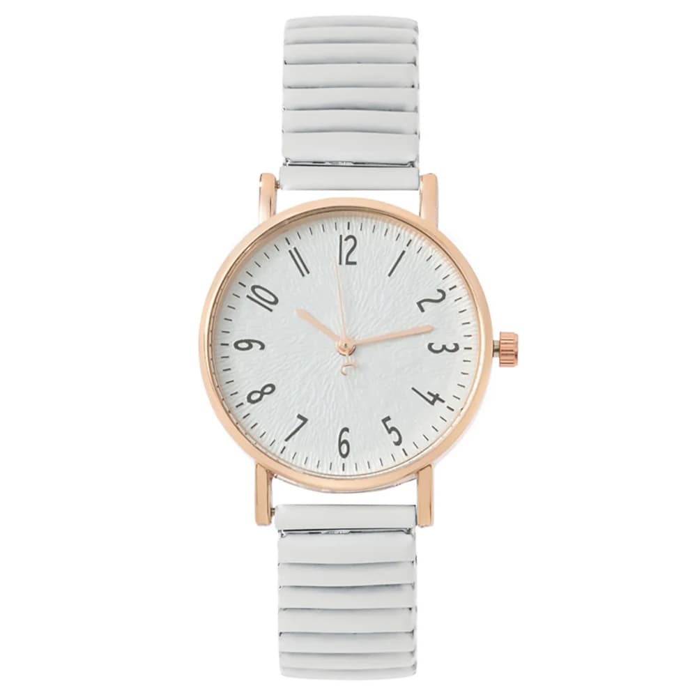 Orologio casual da donna in acciaio inossidabile con cinturino elastico senza fibbia, orologio elegante, orologio al quarzo dal design digitale semplice e alla moda per donna