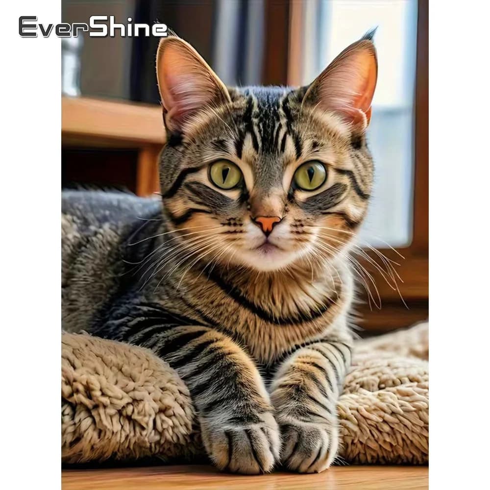 Evershine Diamond Embroidery Cat Animal DIY Rhinestones Painting Full Square Round Cross Stitch Mosaic Handmade Gift