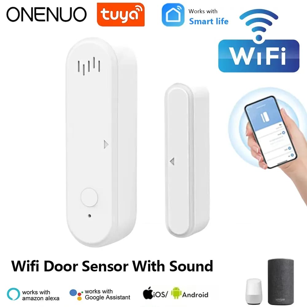 ONENUO Tuya Smart WiFi Door Sensor 80dB Sound Window Sensor Smart Life Arm disattiva il sensore della porta APP Alert Alarm Door Sensor