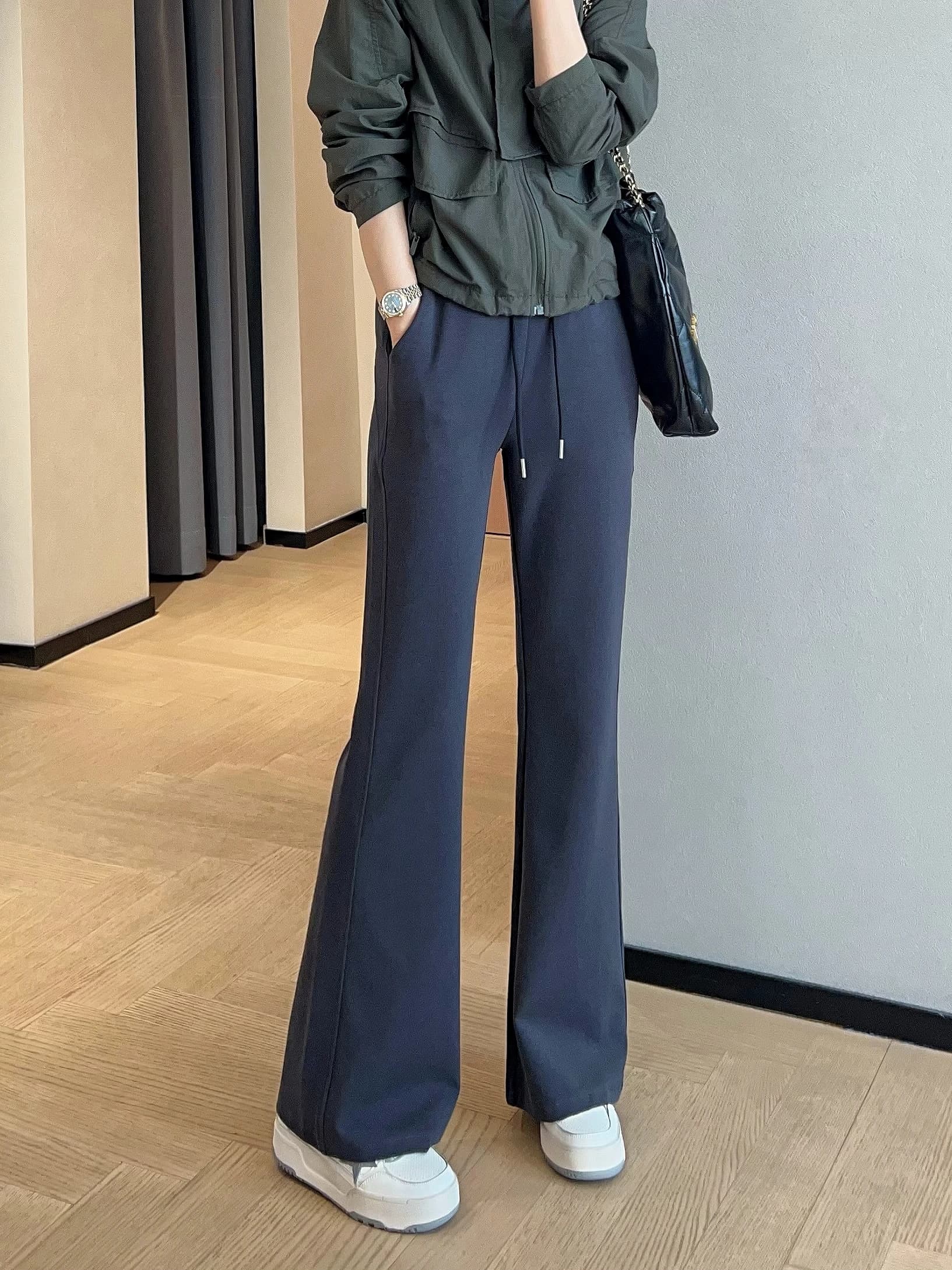 WTHEONE High Waist Casual Pants in Elasticized Knit, Larga Leg, New Spring Fashion for Women, Yoga Sports Clothing