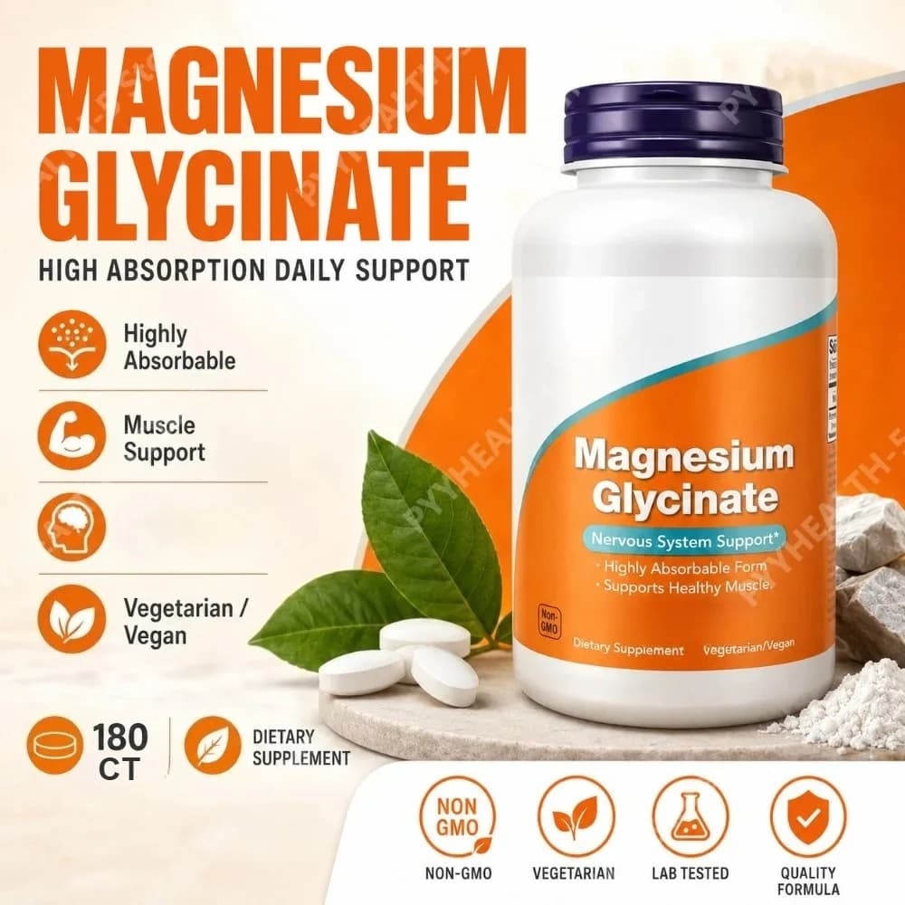 Magnesio Glicinato 180 Compresse Integratore Minerale ad Alto Assorbimento Vegano Non OGM Magnesio Bisglicinato Chelato Compresse Dietetiche