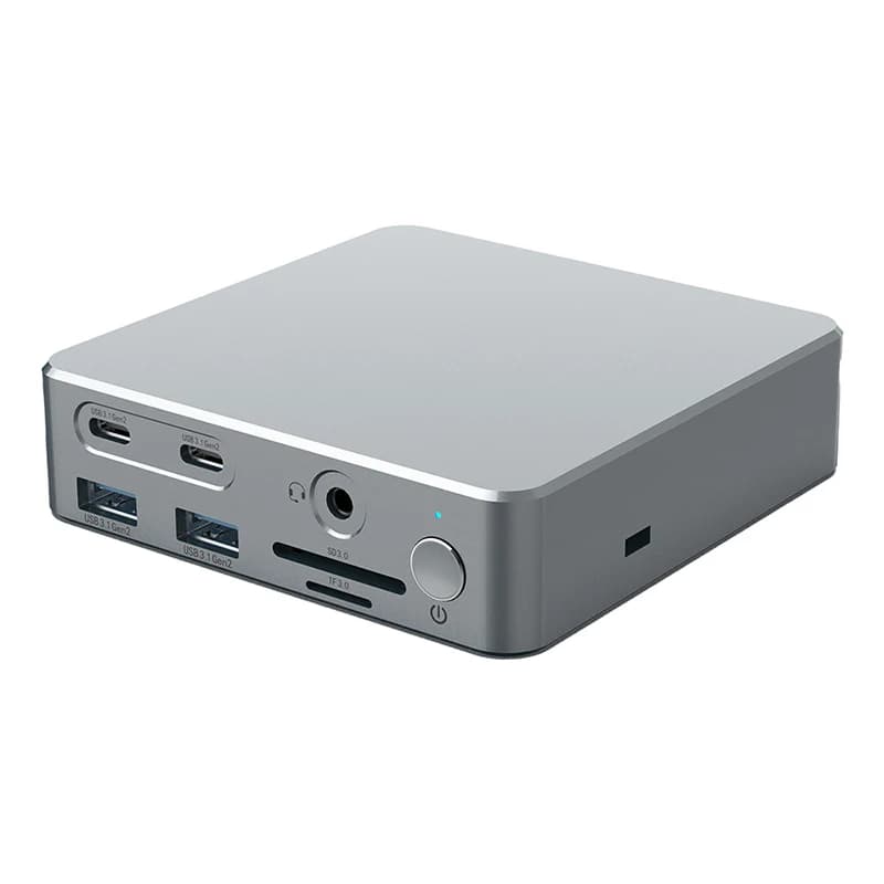 Docking Station Universale in Alluminio USB C 4K con Doppio Display, Alimentazione PD 100W, RJ45 1000Mbps, 14 in 1