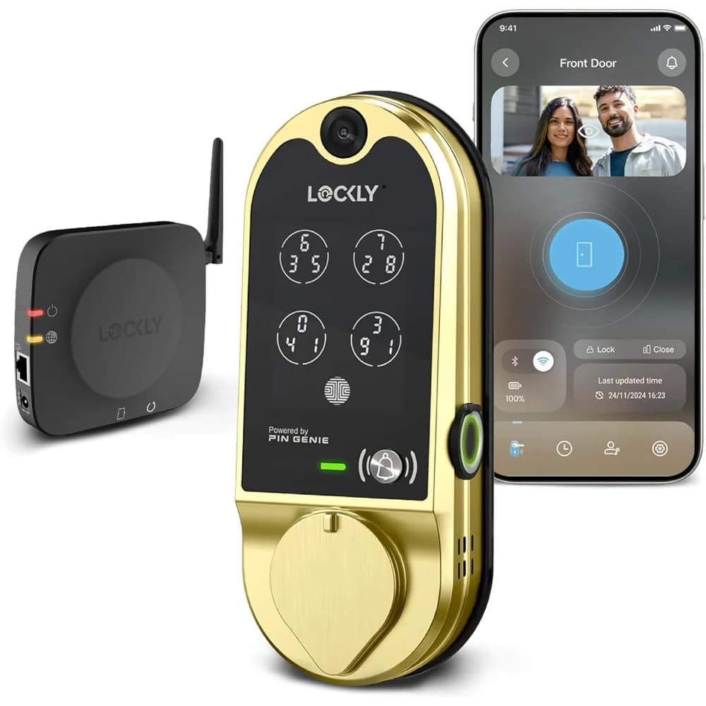 Vision Smart Lock, Serrature intelligenti per campanello video HD per porta d'ingresso, Serratura per impronte digitali, Tastiera touchscreen, Controllo app, No Mon