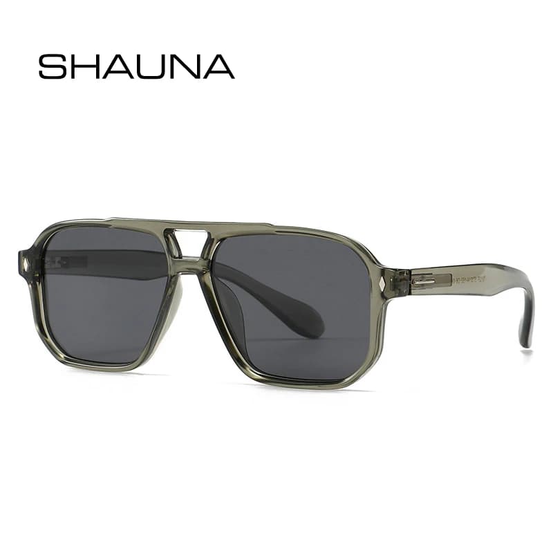 SHAUNA Square Double Bridges Polarized Sunglasses Women Retro Rivets Men Outdoor Shades UV400