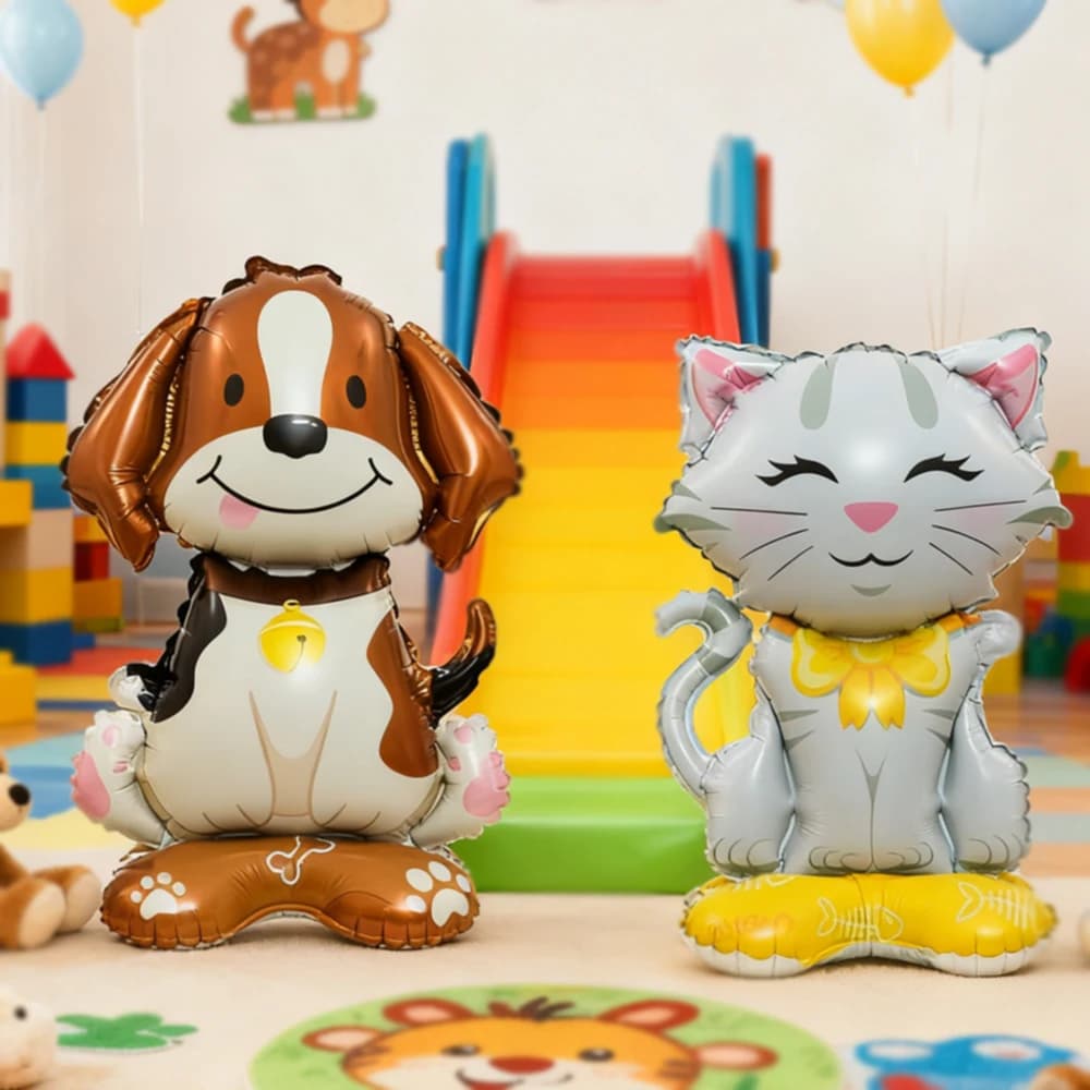 Palloncino Animale con Base, 1 Pezzo, Palloncini a Forma di Cane e Gatto, per Compleanni, Baby Shower, Regali