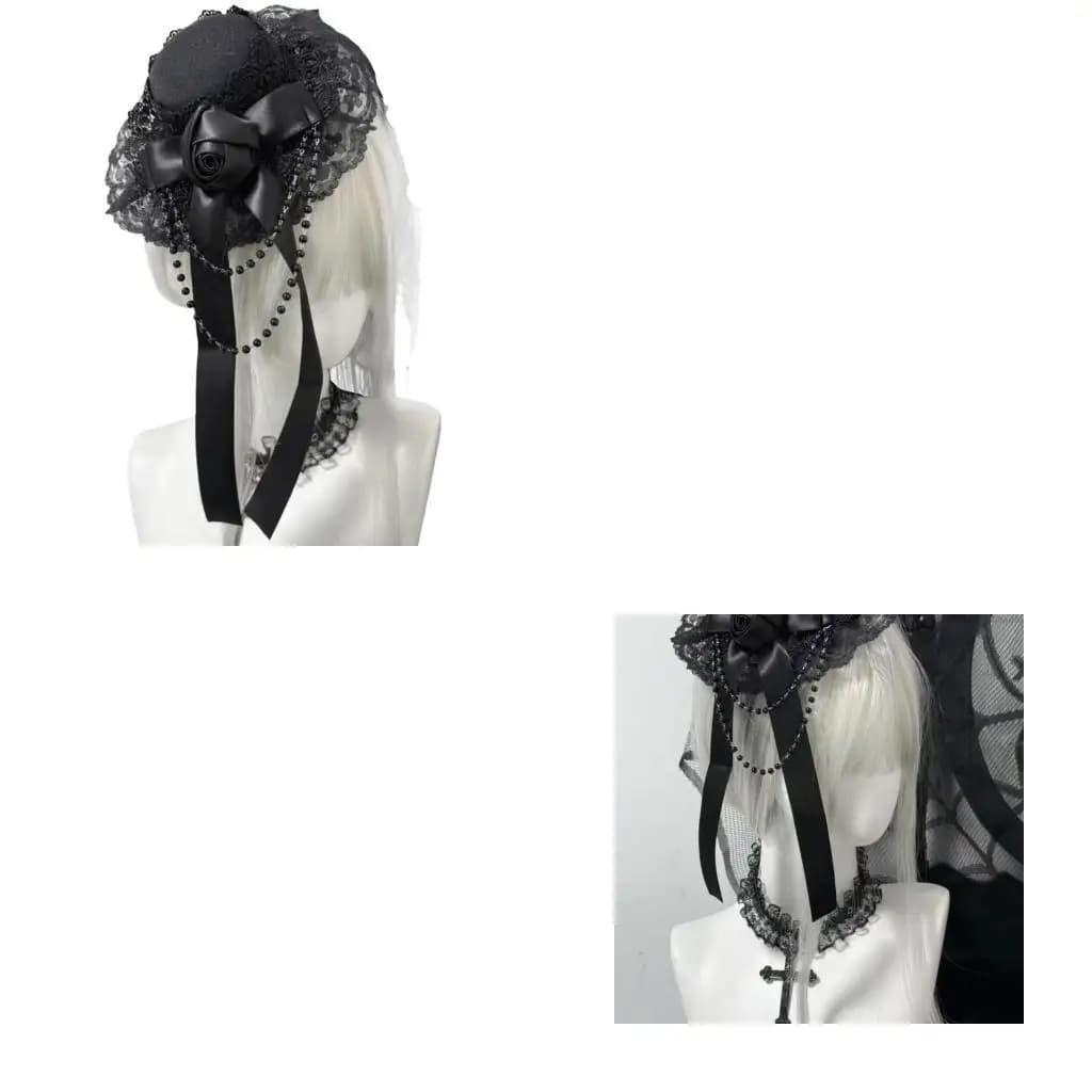 652F Copricapo in pizzo gotica Copricapo Sottoculture Accessori per capelli Copricapo a catena con perline a per