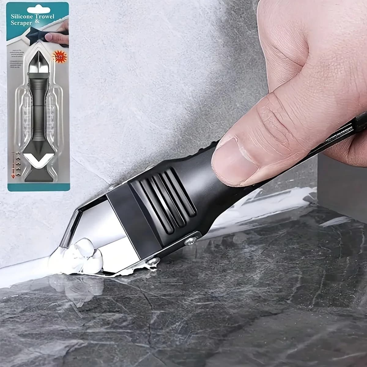 1pc-Kit di strumenti per calafataggio in silicone Acciaio inossidabile per rimozione mastice e strumenti di finitura sigillante Raschietto per malta